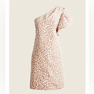 J.Crew One-shoulder ruffle dress in Italian ikat leopard